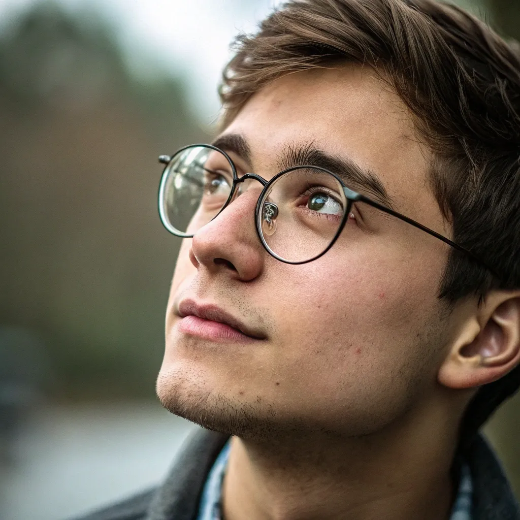 Portrait of a young man with glasses